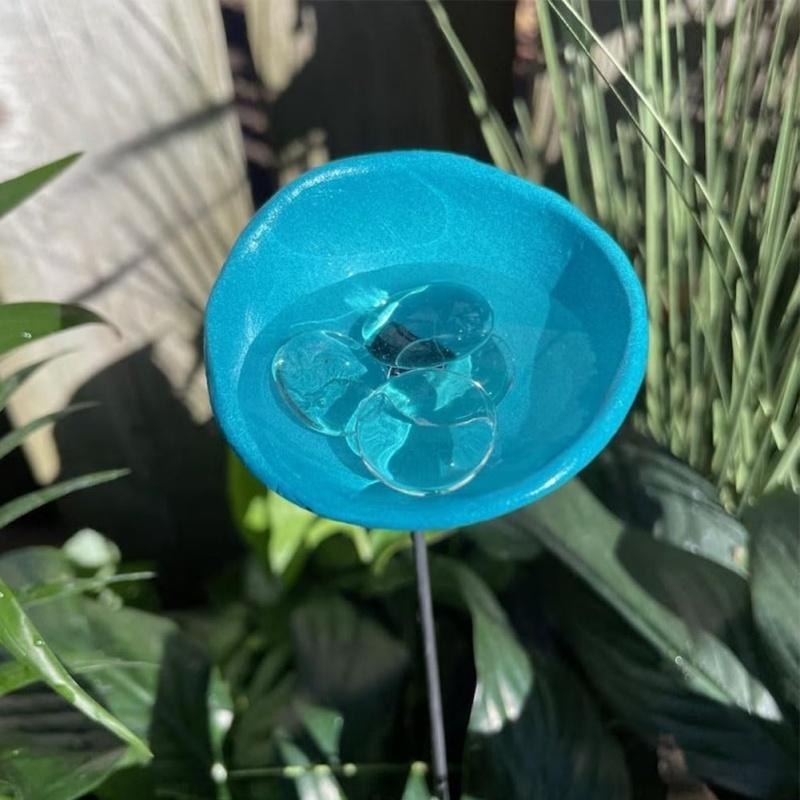 Bee Watering Cup Station Insect Butterfly Drinking Cup with Marbles Garden Decor