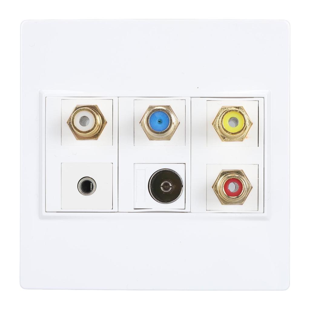 Multimedia Wall Plate 3.5mm F Type TV9.5 3 RCA AV Wall Panel for TV Set Top Box Coaxial Cable Radio