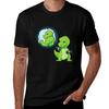 Dinosaur Weight Lifting Dumbbells Fitness Goals Gym Workout Deadlift Dinosaur Funny T-Shirt Tops Blacks Mens Fashion