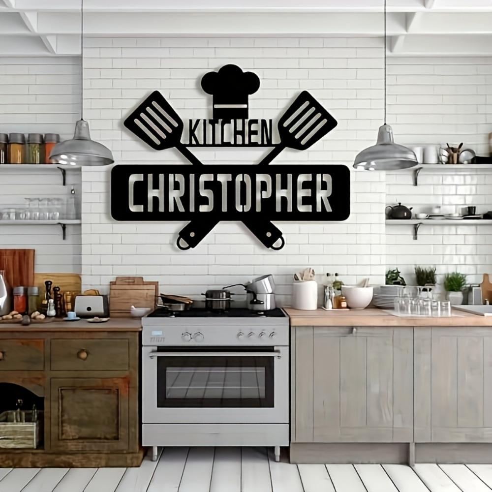 Metal Wall Art Chef Hat Spatula Kitchen Decor Removable Cabinet Sticker Housewarming Gift