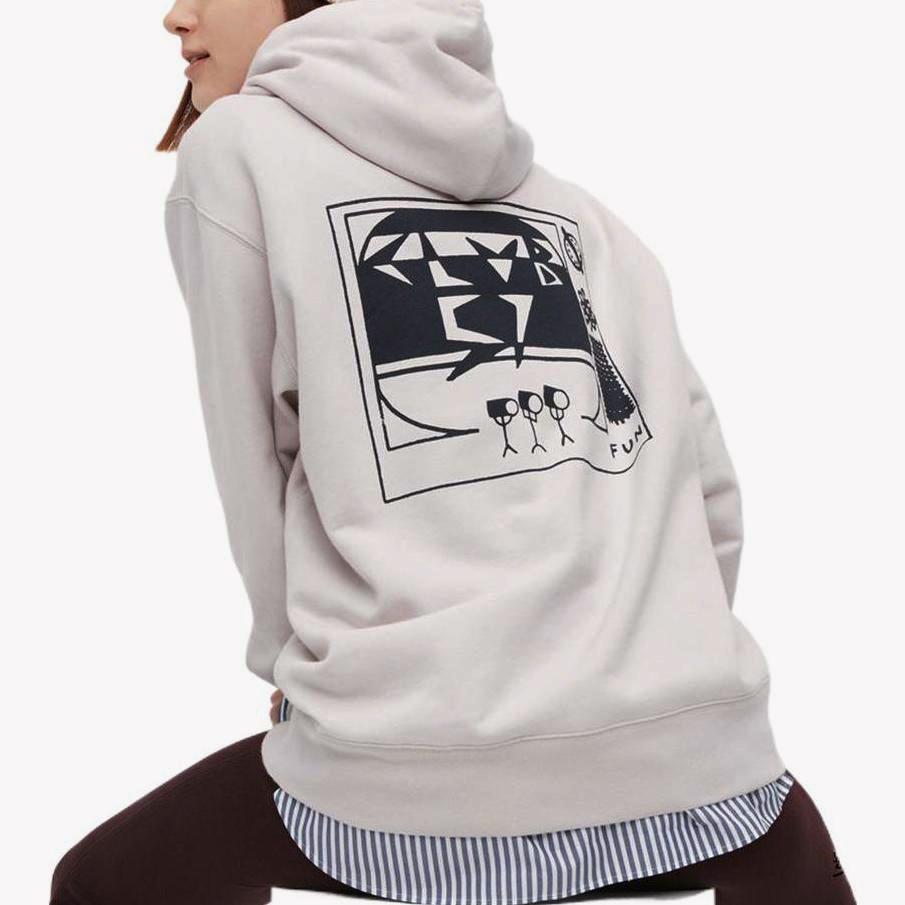 UNIQLO Graphic Print Loose Fit Hooded Casual Long Sleeve Sweatshirt Unisex sweatshirt Light-Gray 455814-02