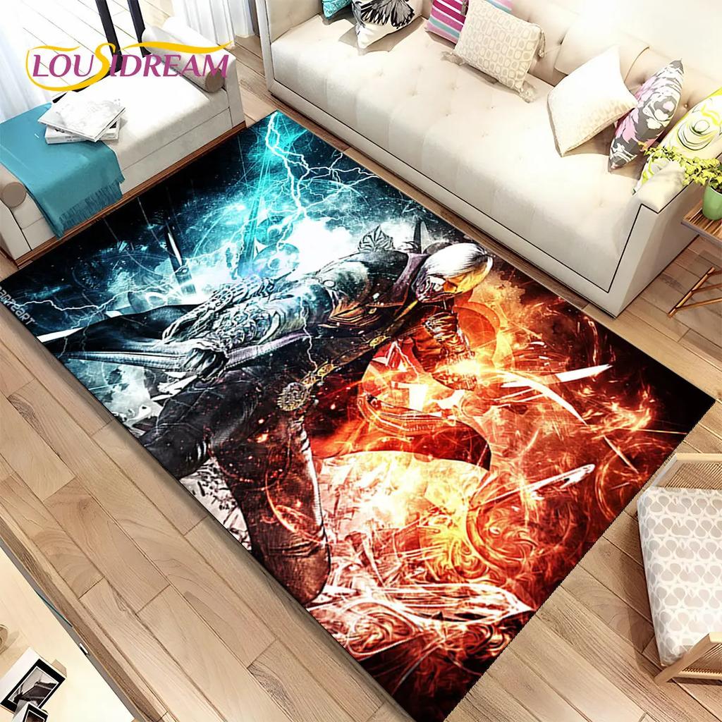 Tapis de jeu 3D HD D-Devil May Cry DMC, Tapis de sol pour salon, chambre à coucher, canapé, paillasson décoratif, tapis de sol antidérapant pour enfants