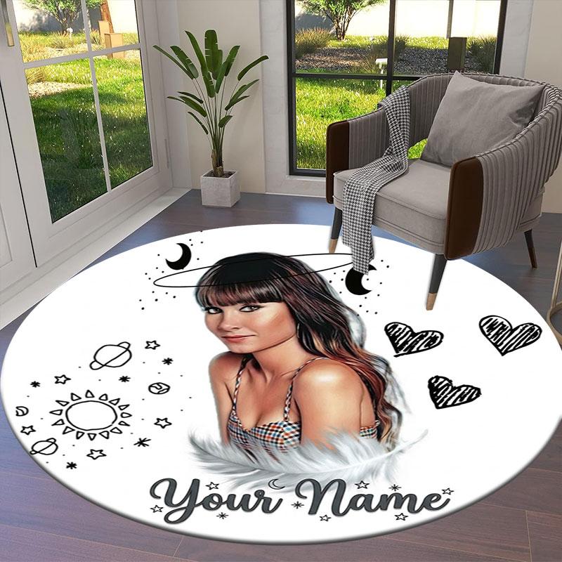 Aitana Custom Name Round Area Rug,Carpet Rug for Living Room Bedroom Sofa Playroom Decor,Non-slip Floor Mat