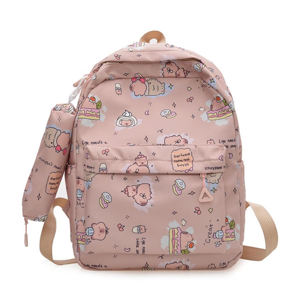High Quality Nylon Capybara Backpack Capybara Large Capacity Shoulders Bag Waterproof Lightweight Schoolbag Student Gift