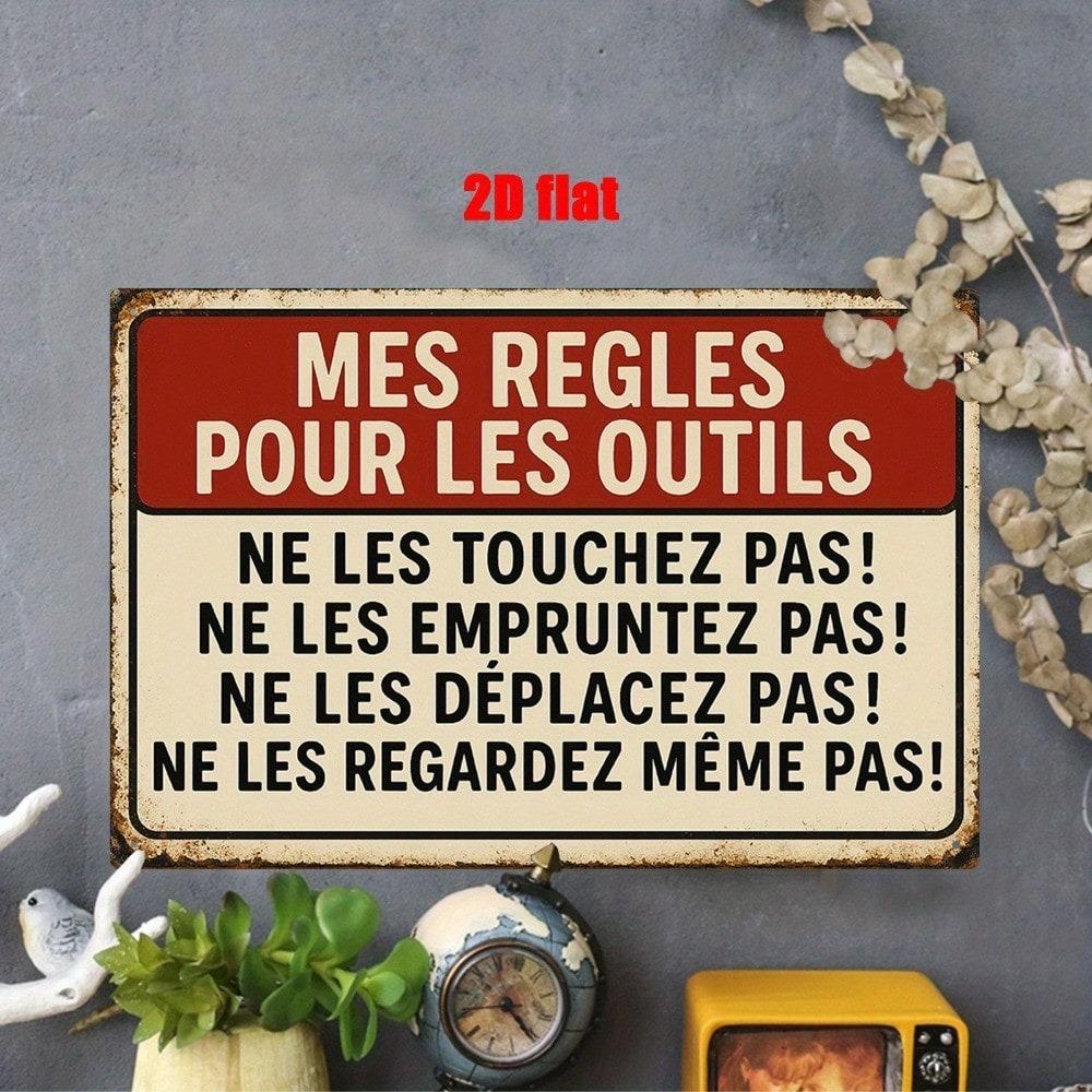 2D French Style Vintage Metal Wall Art Durable Iron Garage Sign For Man Cave Workshop Auto Repair