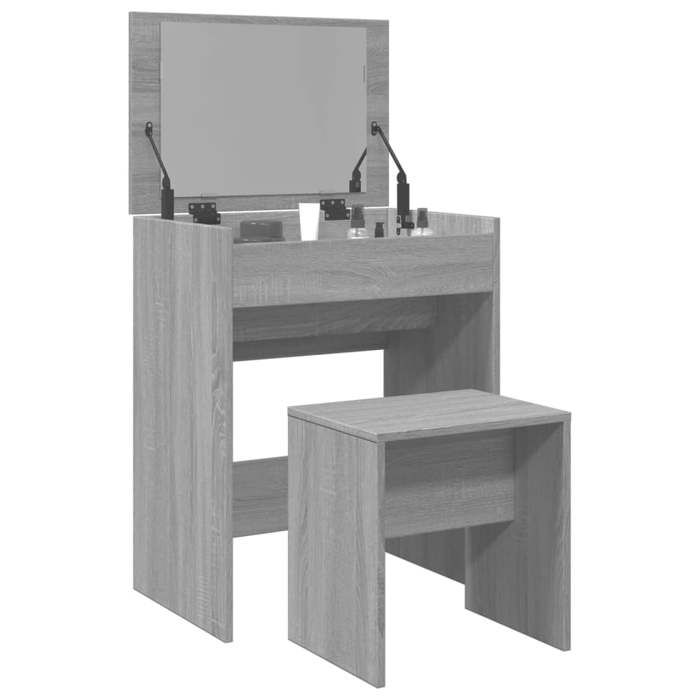 VidaXL Dressing Table and Stool Sonoma Grey 60x40x113.5 Cm, Makeup Table, Bedroom Dressing Table, Dressing Table with 848218
