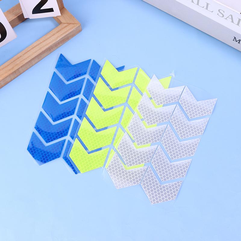 10 Piezas/Set Cinta Reflectante de Señal de Flecha Adhesivo de Seguridad de Advertencia Para Parachoques de Coche Maletero Reflector Cinta de Peligro Accesorios para Motocicleta