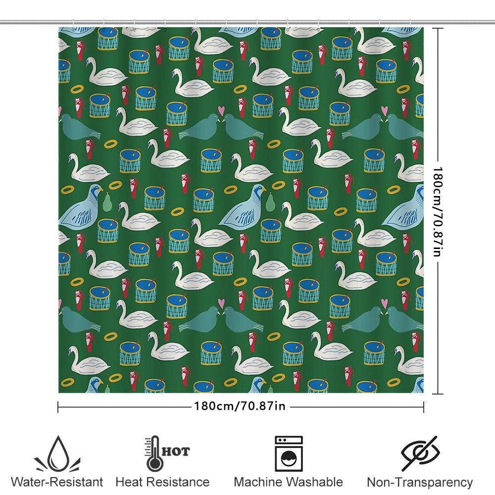 Bathroom Shower Curtain Floral Vintage Pattern Waterproof Fabric Decor Washable Liner