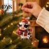 Lightweight Acrylic Party Supplies Cute Cow Christmas Ornament, Cartoon Milk Hanging Decoration, 2D Unique Souvenirs Flat Farmhouse Animal Pendant for