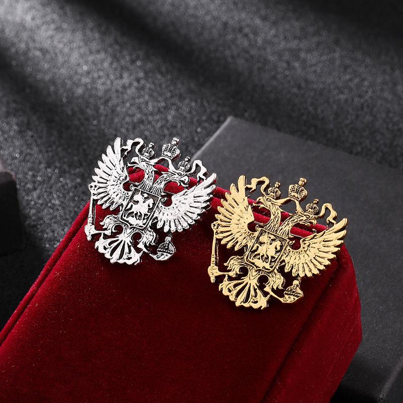 Majestic Two-Headed Eagle Brooch: Distinctive Men's Jacket Accessory
