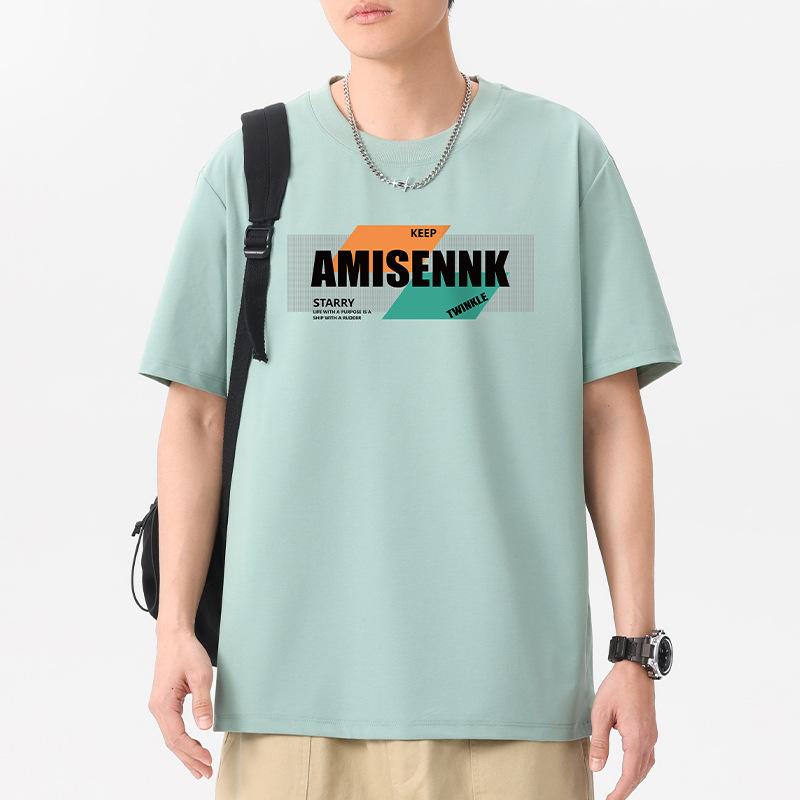 Amisennk Pattern 12 Colors Men's Short Sleeve T-Shirt 100% Cotton Streetwear Tee