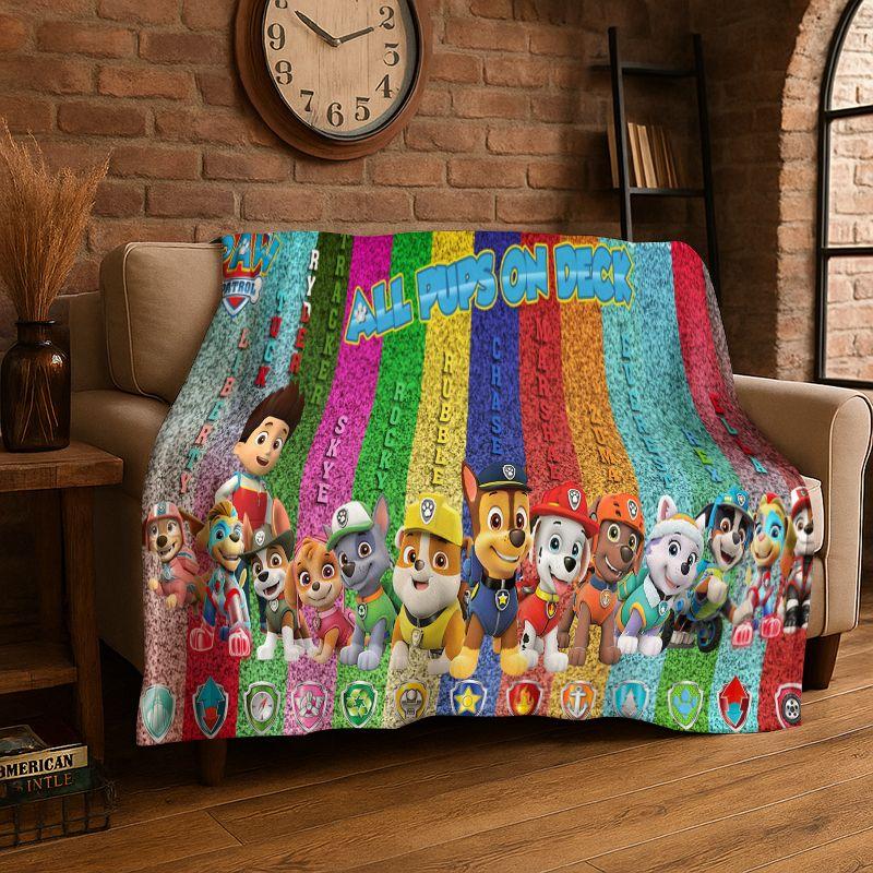 Cute Dog P-Patrol Cartoon Soft Flannel Throw Blanket,Cozy Blanket for Bed,Couch,Sofa,Bedroom,Living Room,Travel,Picnic kids