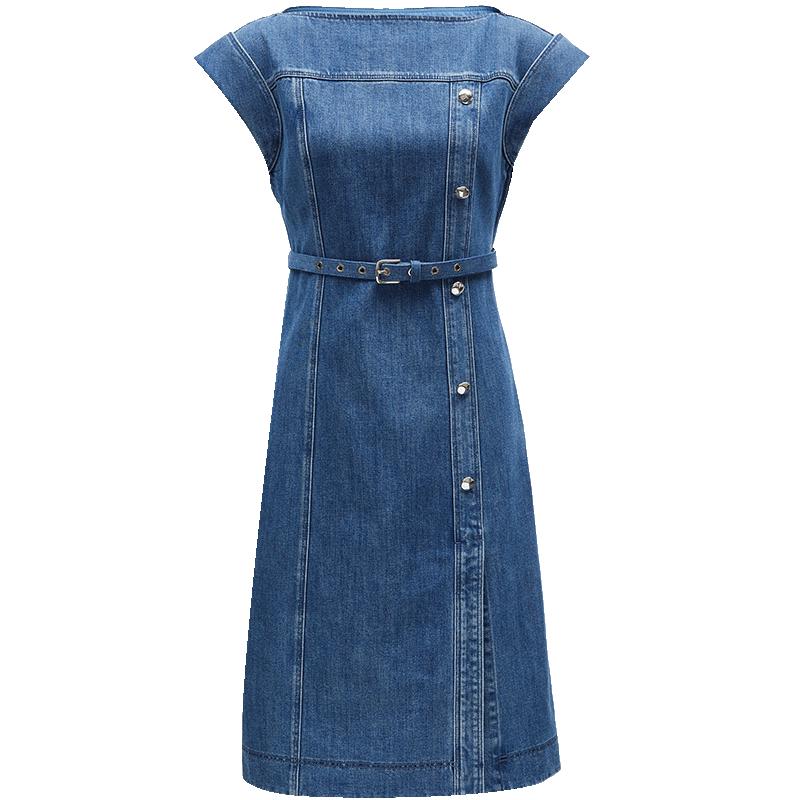 

VEROMODA 2024 S/S Sleeveless Denim Midi Dress with Metal Buttons M