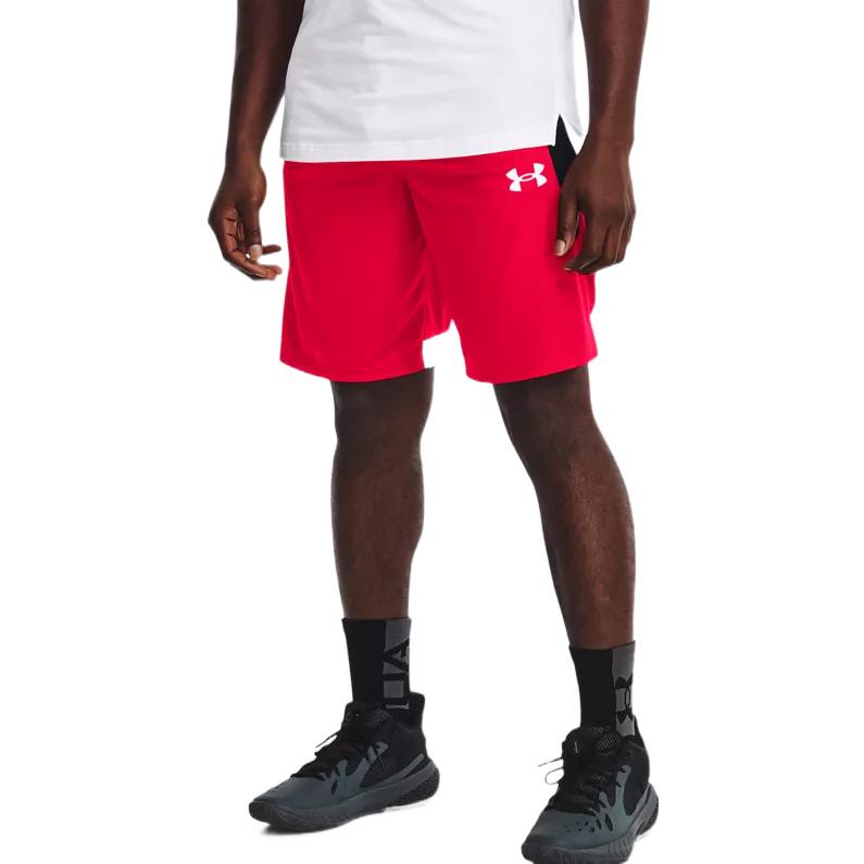 Under Armour Color-Block Logo Straight-Leg Sports Shorts Men Bottoms Red 1370220-600