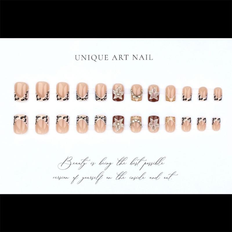 Elegant 3D Floral Design Press On Nail Breathable Lightweighted ABS Long Lasting Wear For Office Event