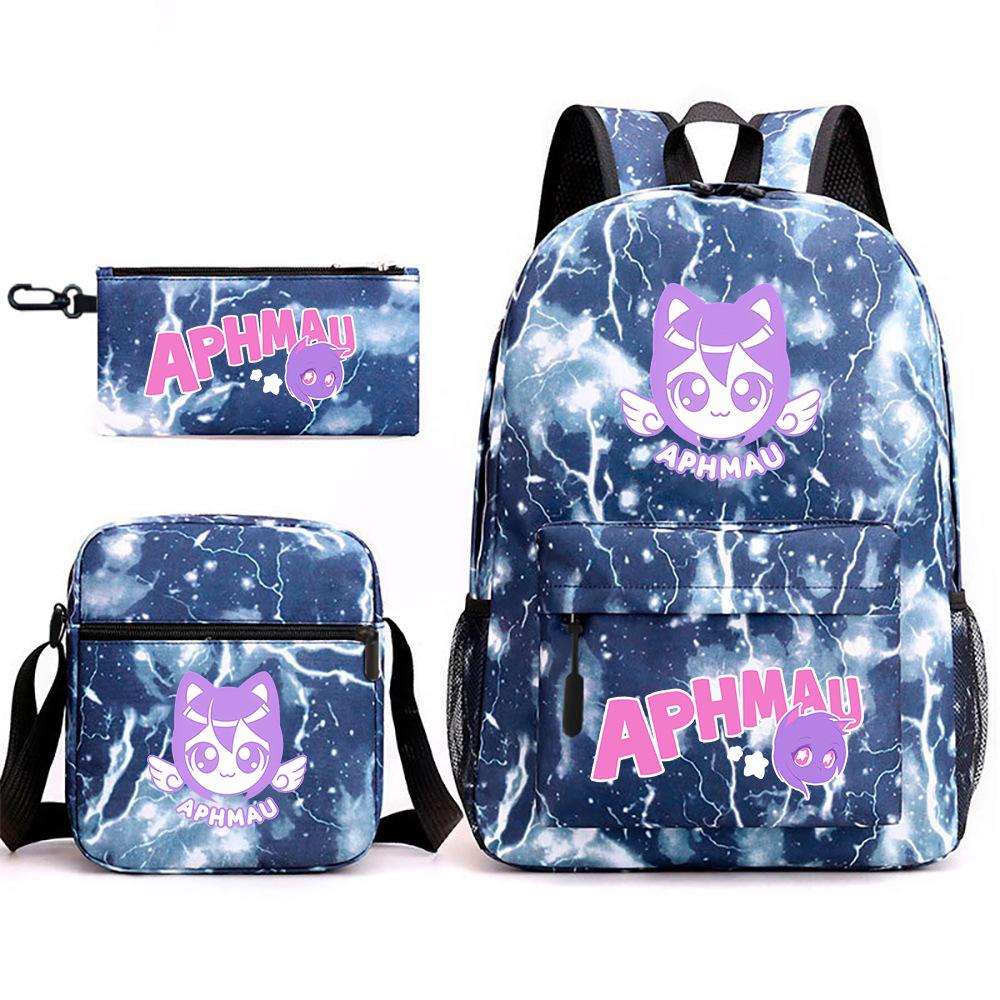 Spielwaren Aphmau Schultasche Cartoon Rucksack Federmäppchen Umhängetasche Dreiteiliges Set