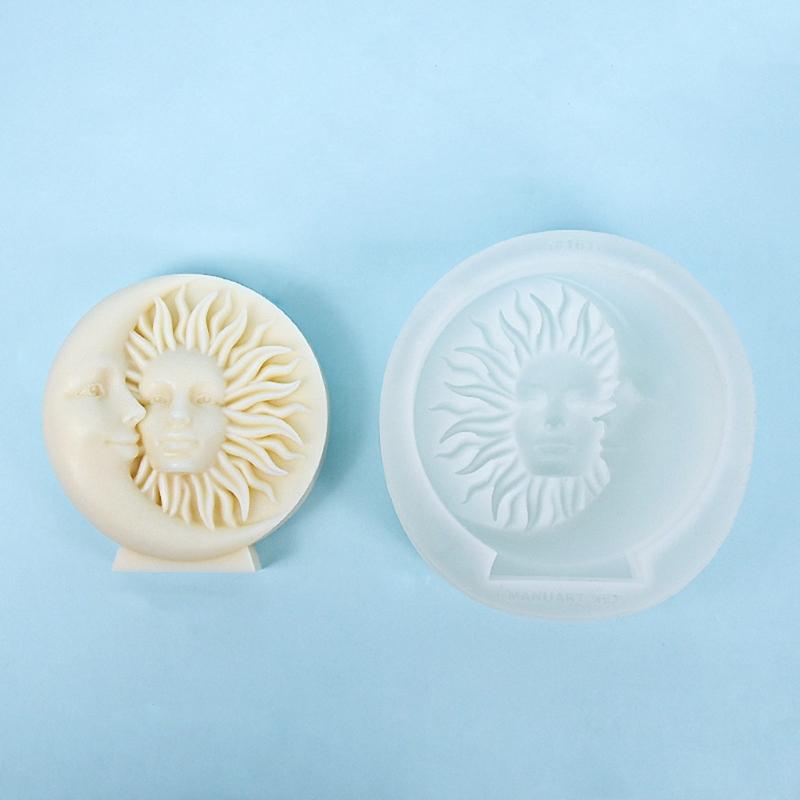 Moon Sun Carved Candle Mold, 3D Embbosed Candle Mold for DIY Candle Gypsum Ornaments Home Decor, Epoxy Resin Casting