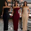 Women's Slim-fit Split Dress Sexy One-shoulder Long Dress