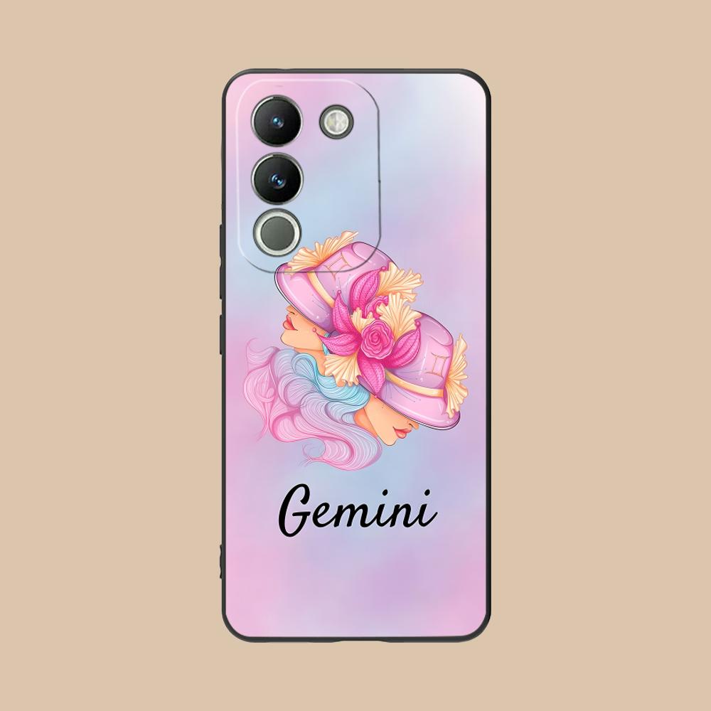 Zodiac Sign Gemini Phone Case for VIVO V60 V50 V40 V30 V29 V27 V25 V23 Pro Lite 5G Soft TPU Shockproof Cover