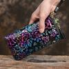 Retro Echte Leder Damen Geldbörse Große Kapazität Modische Geldbörse Multi-Karten Prägung Handgefertigt Reißverschluss Handtasche