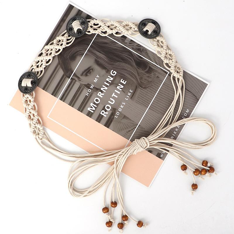 Bohemian Woven Hemp Rope Belt for Women Summer Casual Decorative Thin Waist Belt Multiple Color Options