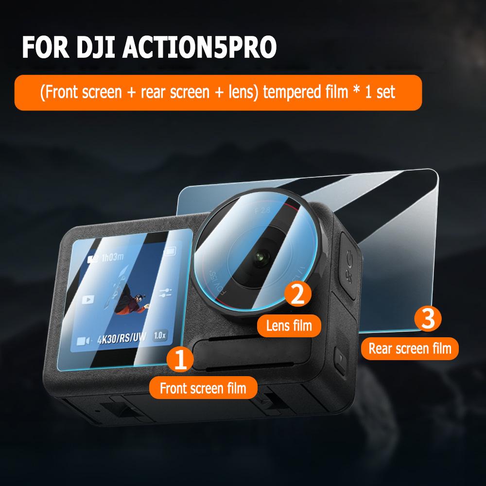 Applicable to DJI Action Camera Action5pro Screen Protector Film Lens Display Tempered Film Scratch Resistant