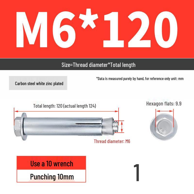 Galvanized External Hex Internal Expansion Bolt Set - M6/M8/M10/M12