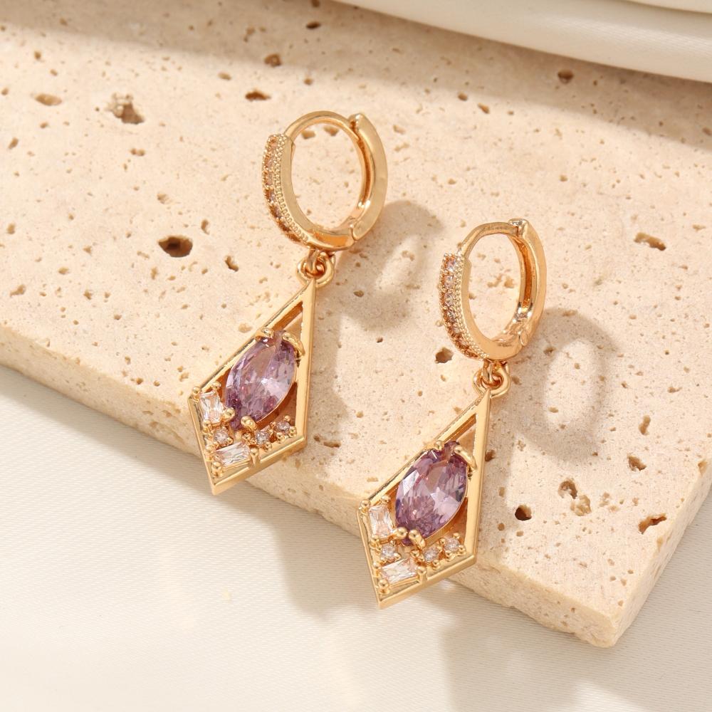 1 Par Moda Geométrico Diamantes Pendentes Brincos para Mulheres Zircônia Cúbica Joias Diárias Acessórios para Festa de Casamento