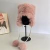 Cute bear-eared Lei Feng hat children's winter warm imitation mink hair ear protection hat cute tail tether hairball plush hat