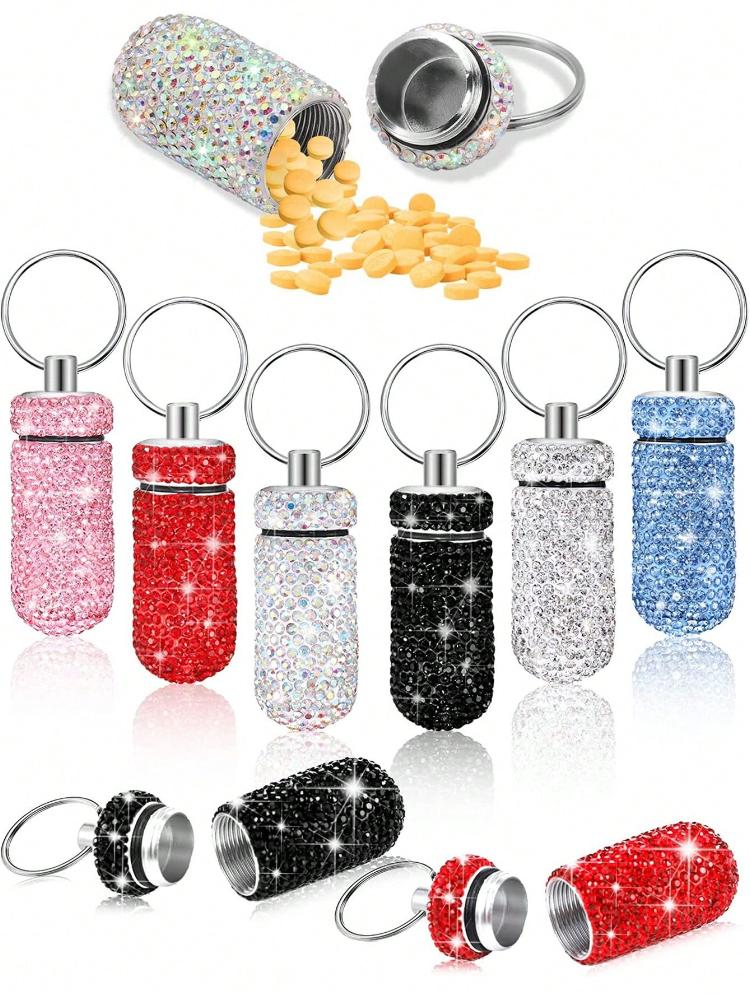 Pill Container Portable Pill Bottle Case Waterproof Travel Crystal Mini Pill Holder Storage with Keychain for Outdoor