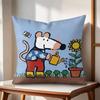 Cute Bobo the Mouse Cushion Cover Natural Linen Organic Fabric DoubleSided Printing Couch Pillow Covers Home Decor