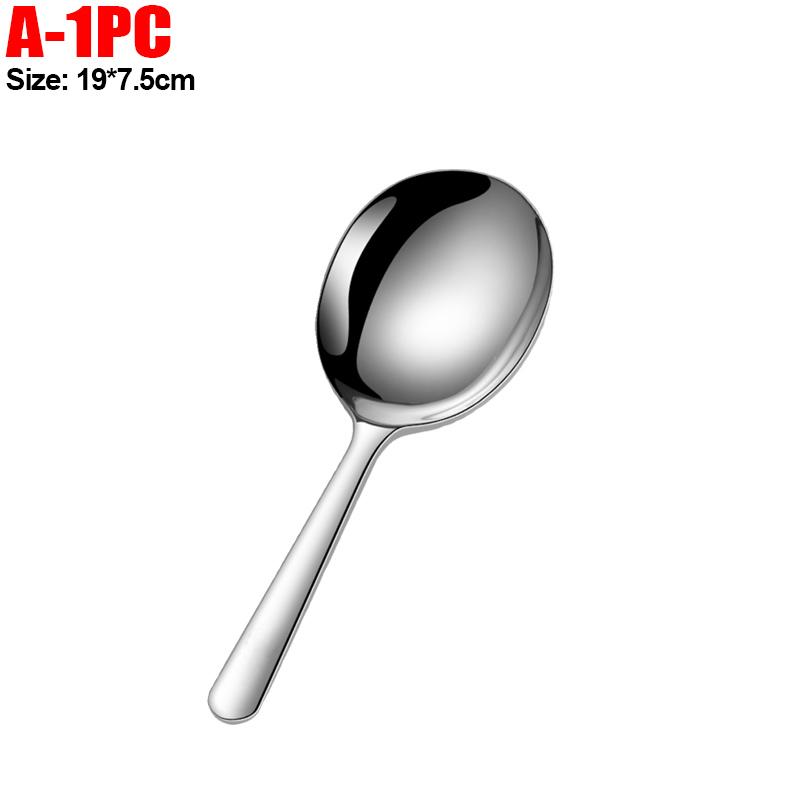 

10/1PC Stainless Steel Serving Spoons Fruit Food Scoop Round Dining Soup Rice Spoon Heat Insulated Handle Kitchen Cooking Spoons