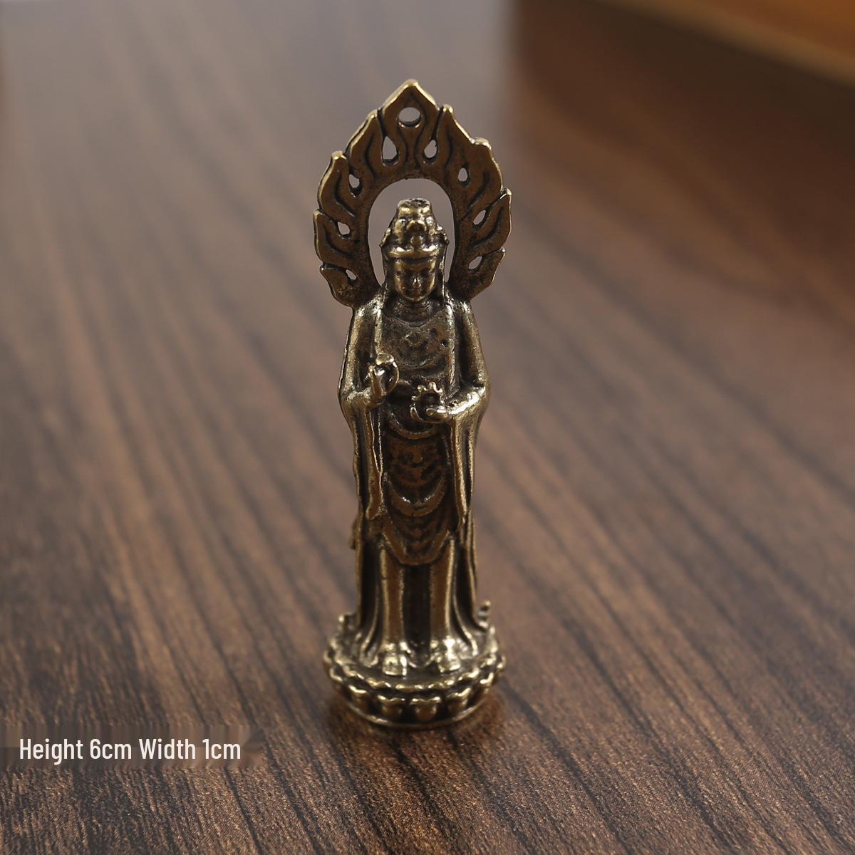 

Tang Teng Pure Copper Guanyin Bodhisattva Offering Ornament - Brass Mini Buddha Statue Home Gift