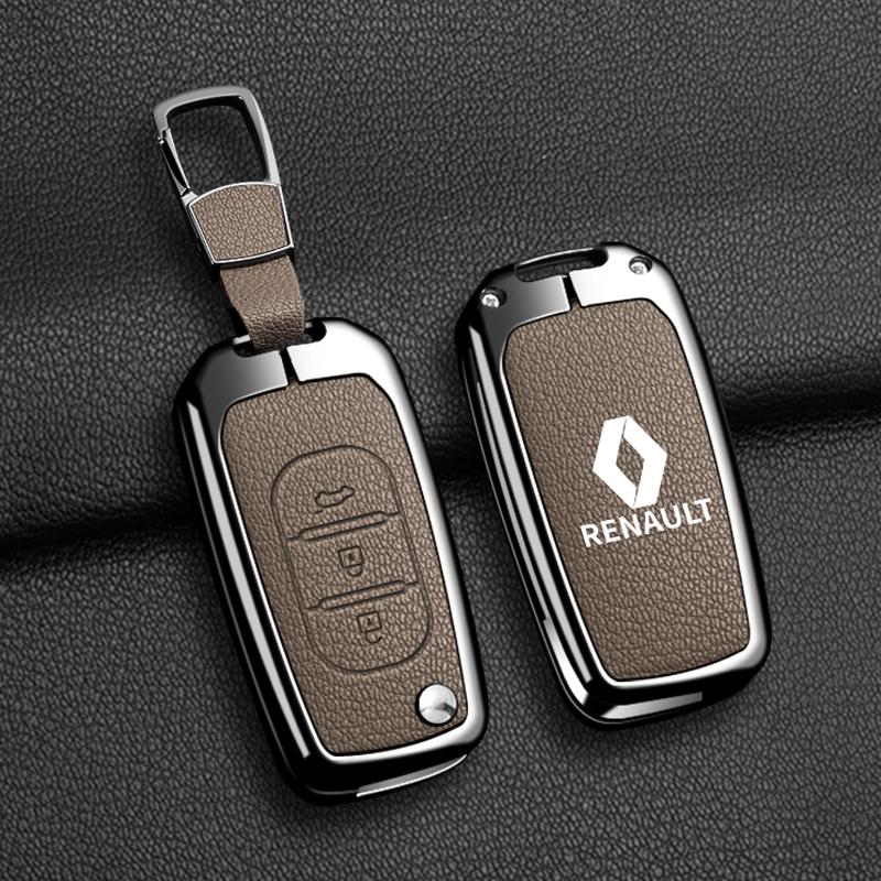 Interior Stickers Zinc Alloy Car Key Case Bag Metal Key Shell For Renault Sandero Duster Clio 5 Captur Austral Kadjar Megane Lo