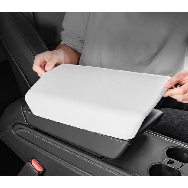 Car White Console Lid Cover - Armrest Box Panel Cover Trim For Tesla Model 3 / Y