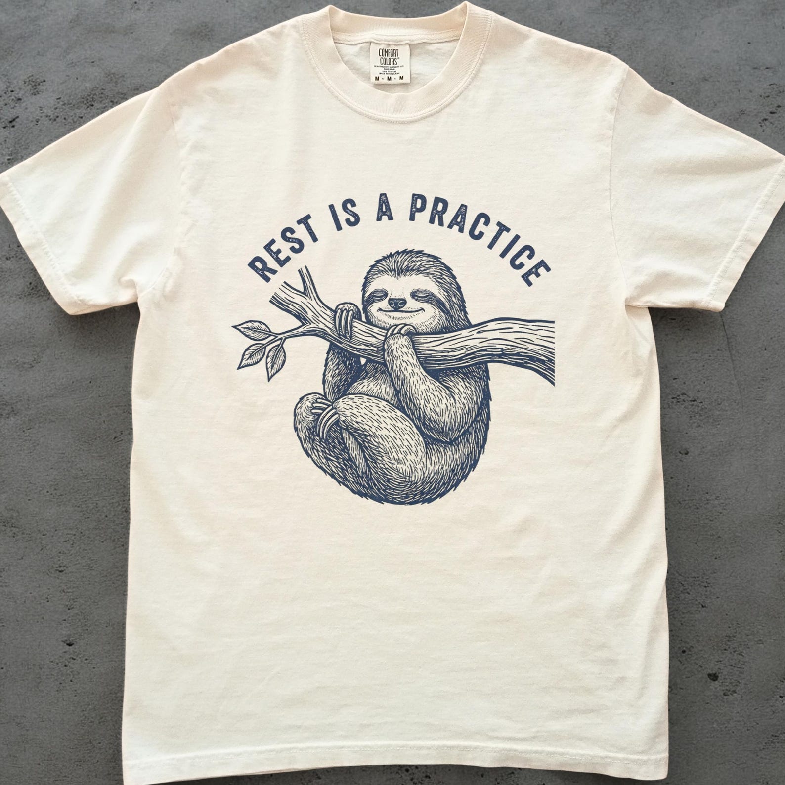 Rest Is a Practice Sloth Shirt, Cute Sloth Tee, Funny Slow Living Shirt, Comfort Colors Unisex T shirt S