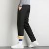 Winter Men Pants Thick Fleece Drawstring Elastic Waist Heat Retention Zipper Pockets Single Color Warm Sport Travel Work Trousers