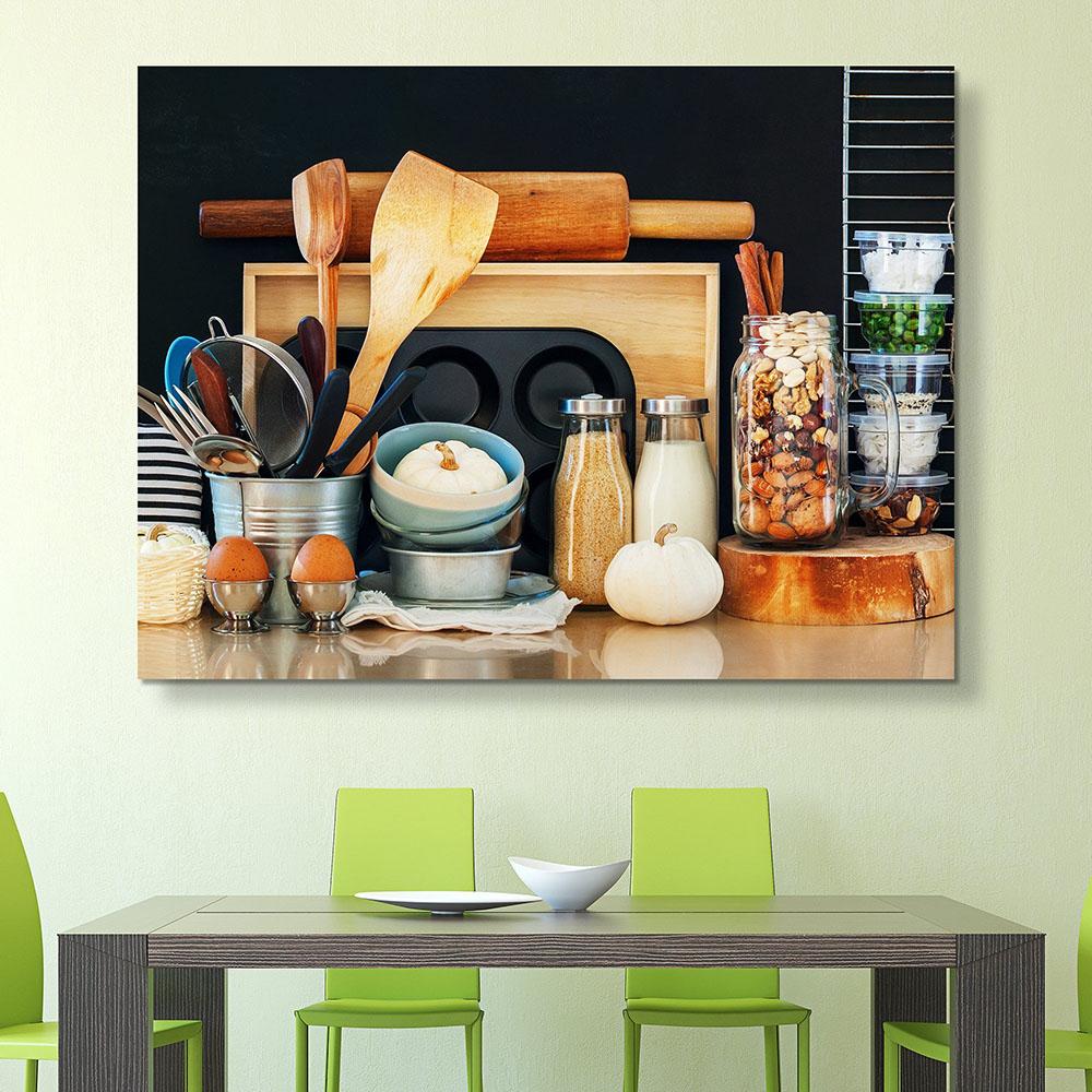 Vintage Kitchen Berries Seasoning Natural Vegetables Kitchenware Canvas Print Wall Art Painting for Restaurant Home Decor Poster