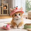 Round Brim Cat Bucket Hat Adjustable Cat Baseball Cap Colorful Pet Sun Hat  Outdoor