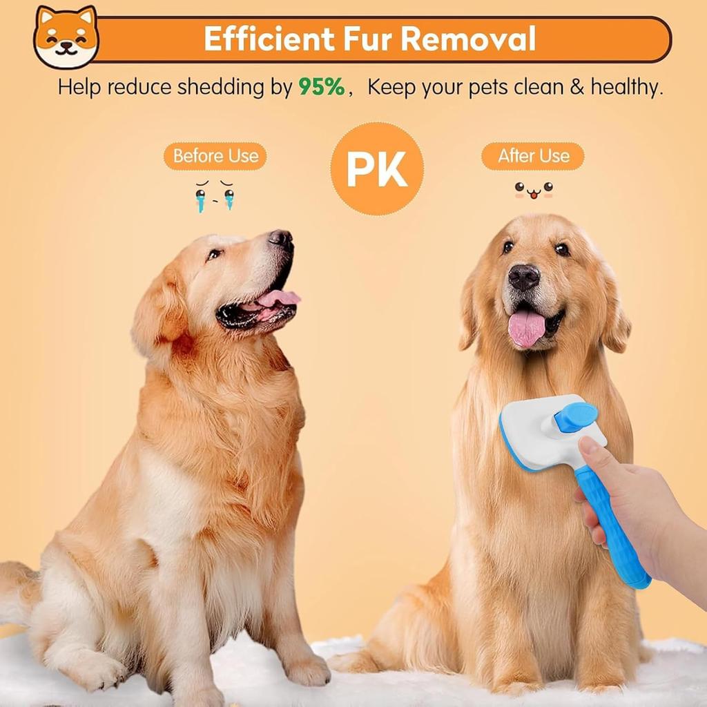 Dog & Cat Brush, Self Cleaning Slicker Brush for Pets, Upgraded Dog Brush for Shedding Massaging and Grooming, Removes Loose Undercoat & Portable