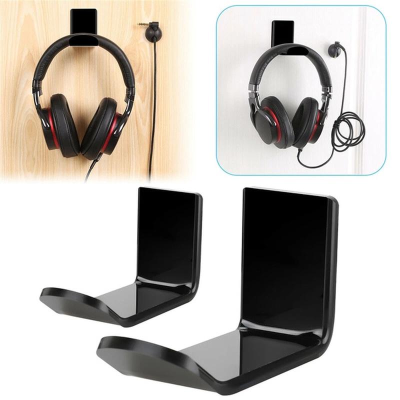 1/2Pc Acrylic Headphone Bracket Wall Mounted Headset Holder Hanger Under Desk Hook Earphone Sticky Display Stand