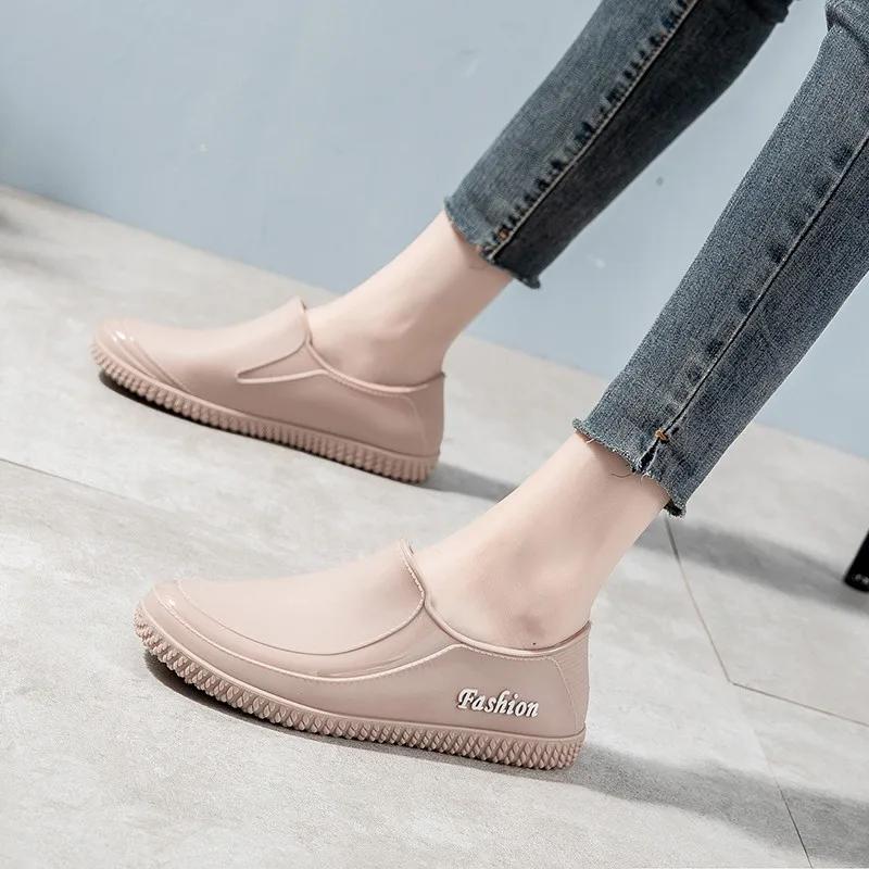 Fashionable Women's Spring and Autumn Rain Shoes, Casual, Lightweight, Waterproof, Non Slip, Kitchen Car Wash Work Rubber Shoes