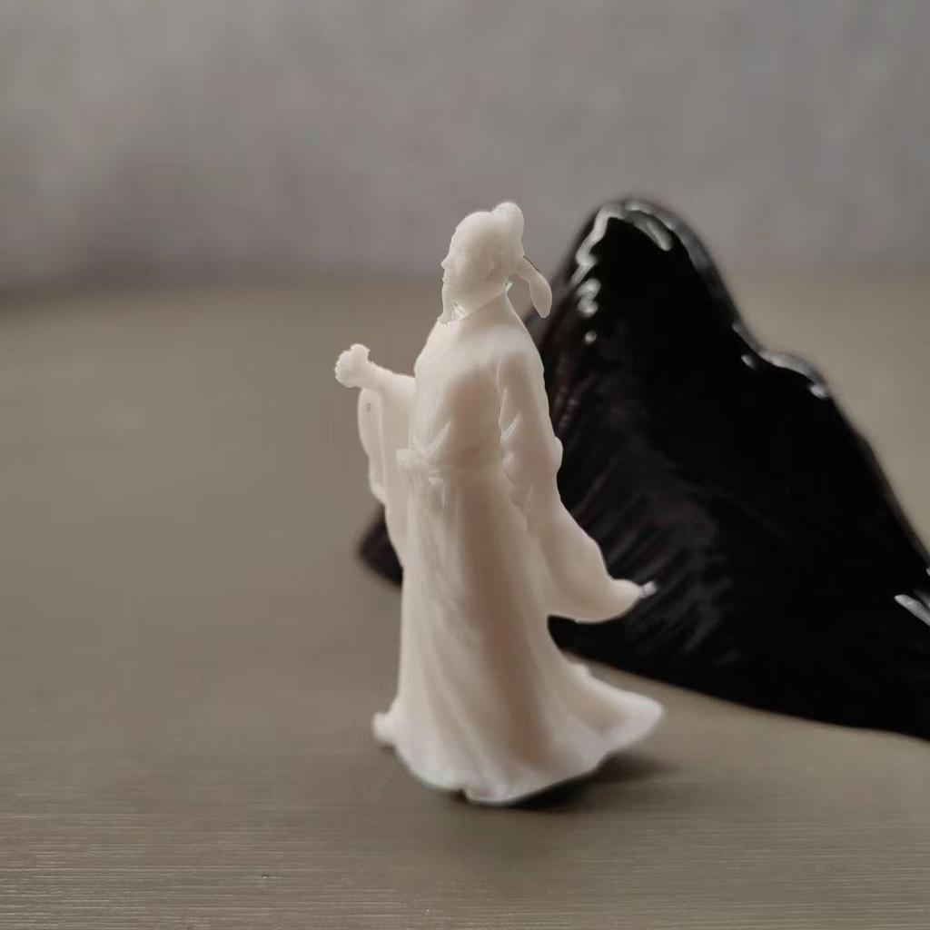 Free Shipping: Li Bai and Du Fu Playing Flute Resin Miniature - Chinese Style Landscape Ornament