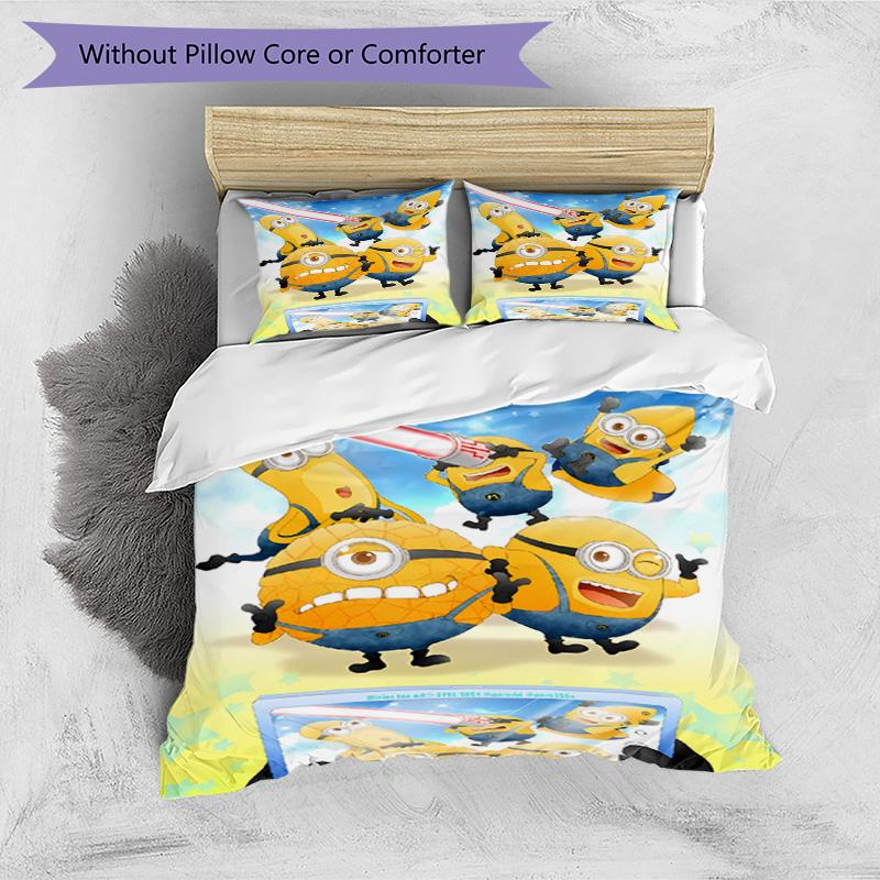 3pcs Duvet Cover Set (1*Duvet Cover + 2*Pillowcase, Without Core), Minions Print Bedding Set, Bedroom Decor, All‑Season, Birthday Gift