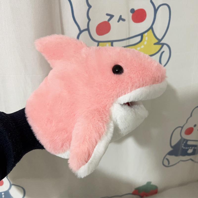 16cm Soft Cute Shark Hand Puppet Plush Toy Artificial Shark Plush Toy Interactive Stuffed Animal Gift for Boys Girls Room Decor