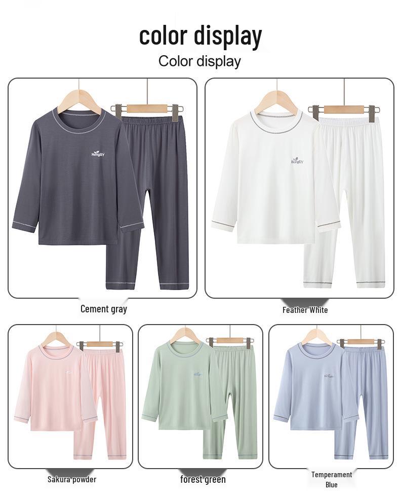 Kids' Modal Pajamas - Boys' & Girls' Long Sleeve Summer Set & Parent-Child Air Conditioning Outfit