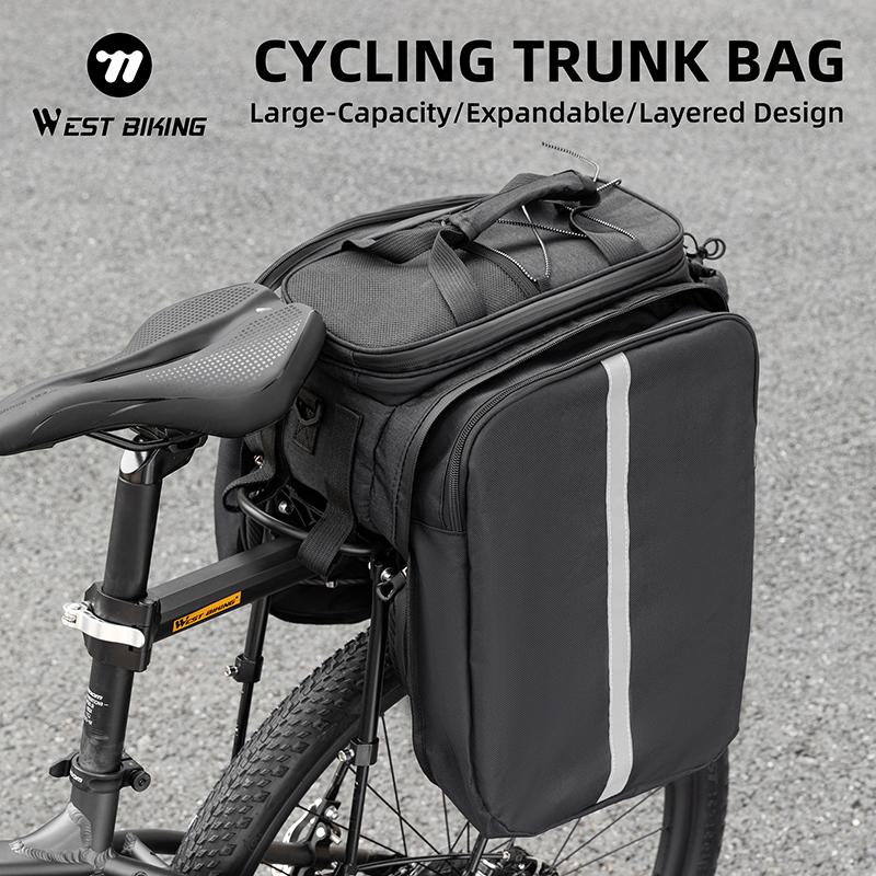 WEST BIKING Large Capacity Bicycle Rear Seat Bags EVA Multi-purpose MTB Road Bike Carrier Bag Expandable Cycling Rear Rack Bag
