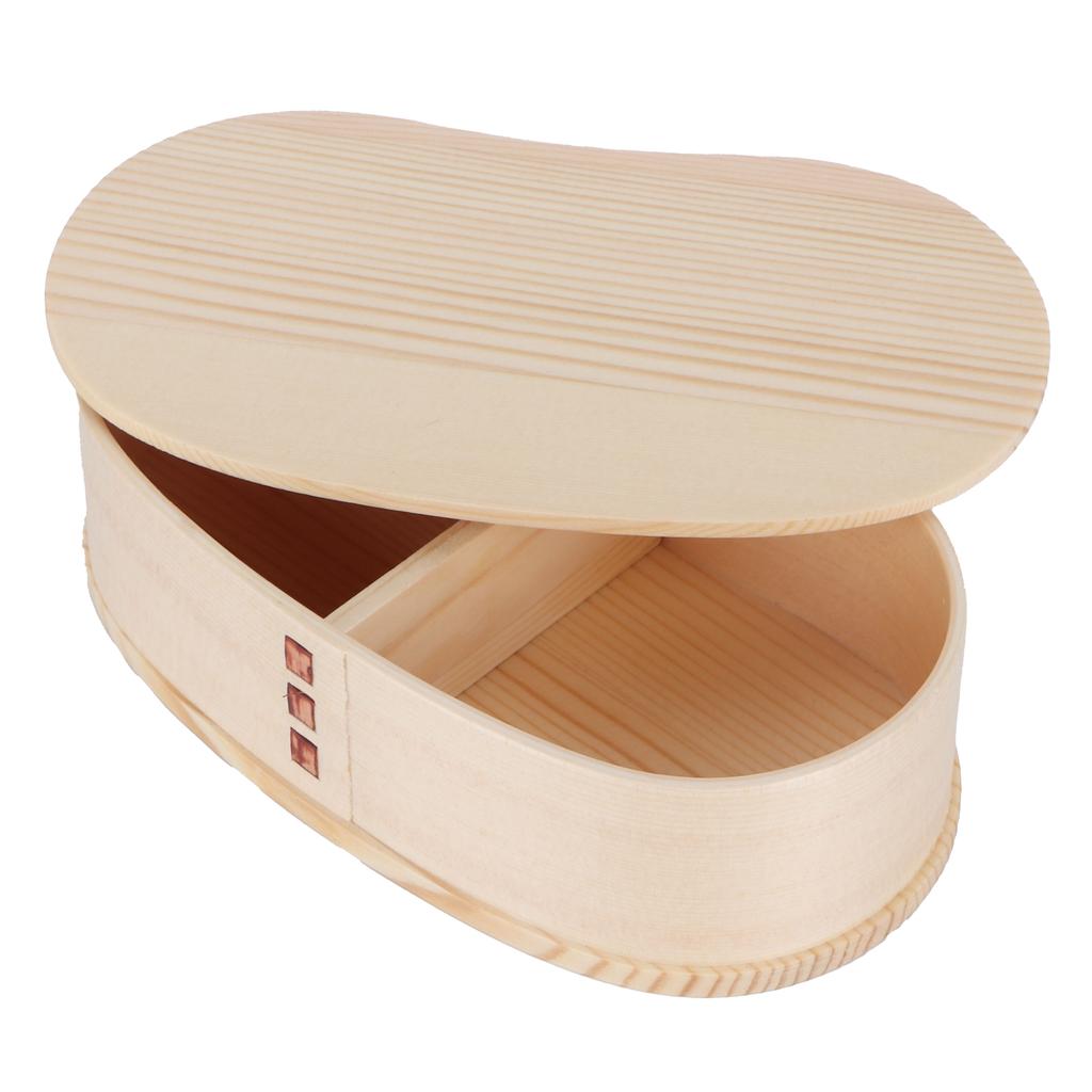 Portable Lunch Box Set Japanese Wooden Food Storage Container for Home Picnic 17x9cm