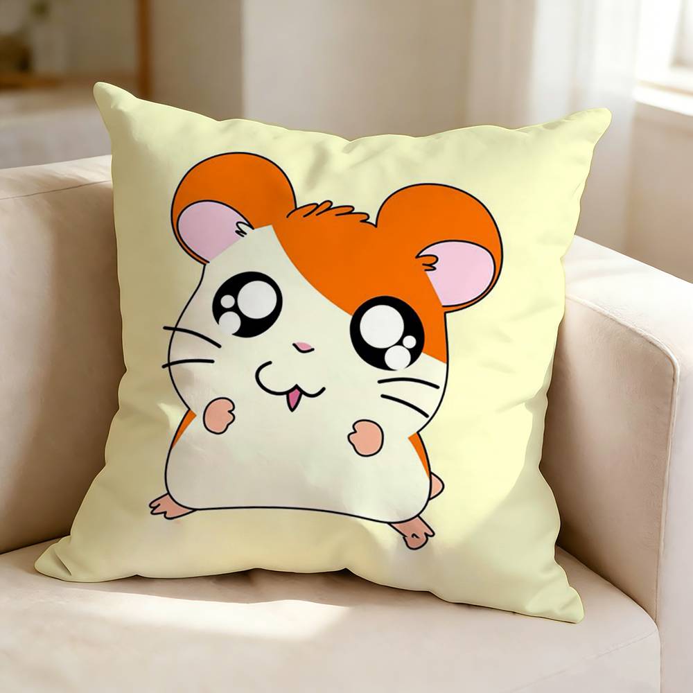 Cute cartoon character T-Trotting H-Hamtaro Pillow Case Square Double-Sided Sofa Cushion Cover Bedroom Bedside Pillow