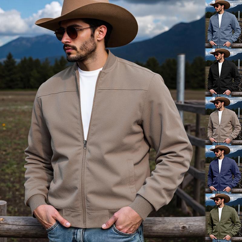 Men's Western Cowboy Hunting Autumn New Best Selling Fashion Loose Versatile Suede Zip Jacket Coat